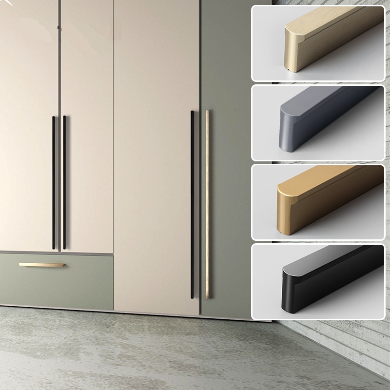 Drawer Pull Gold - 80-600mm Cabinet Door Rounded Handle, Light