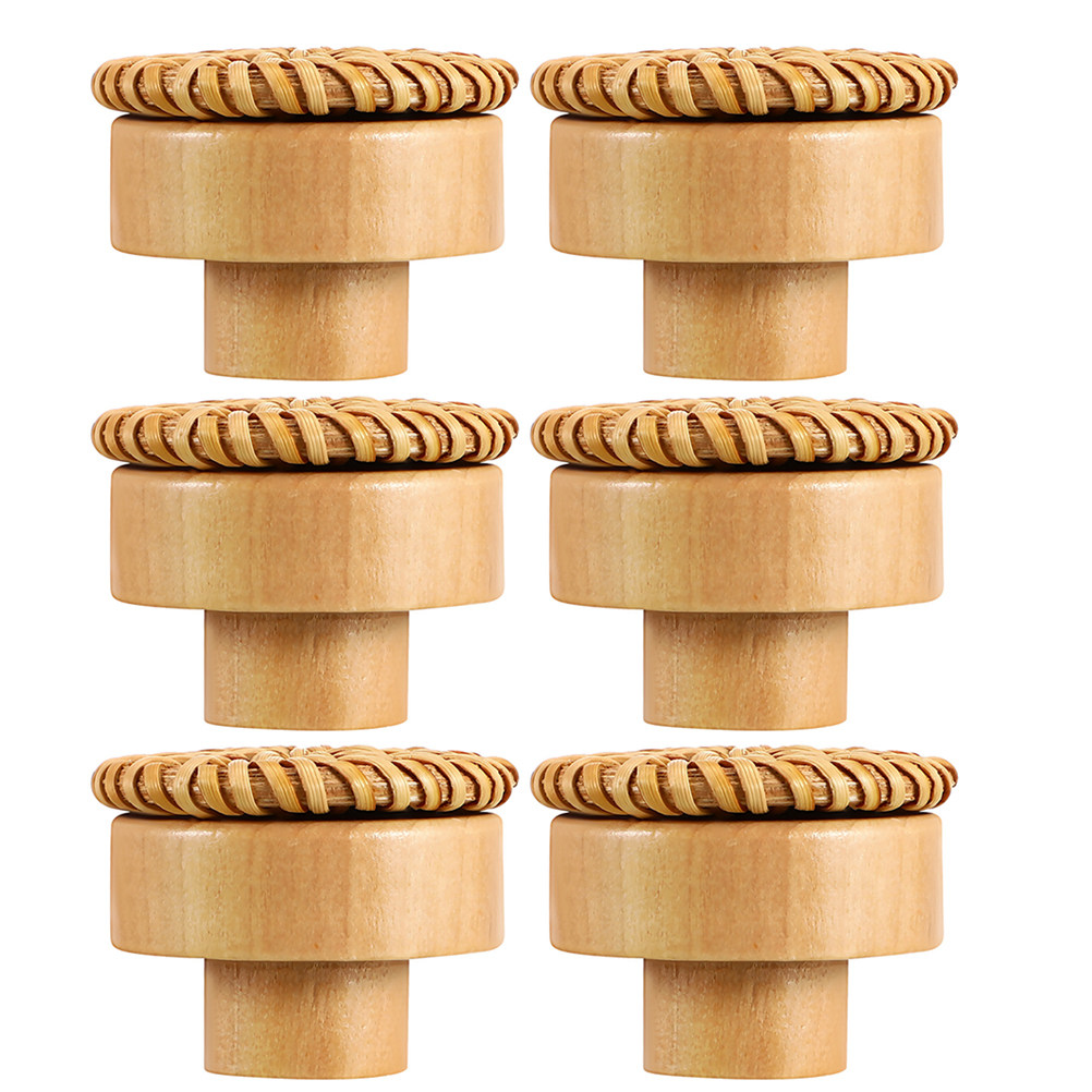 6Pcs Round Woven Wood Drawer K - Cabinet Knob Round recension och pris