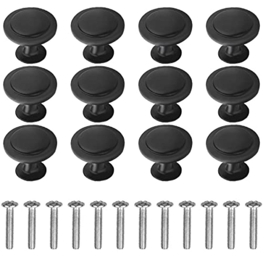 12 Pack Black Round Cabinet Ha - Cabinet Knob Round recension och pris