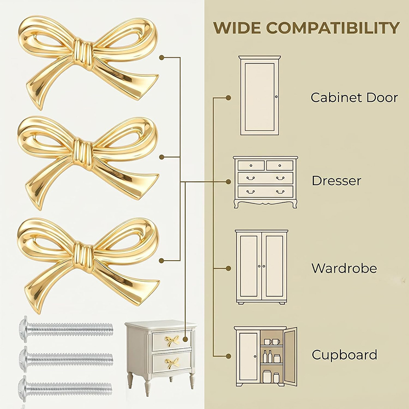2/4/8Pcs Bow Shape Drawer Knob - Drawer Pull Gold recension och pris